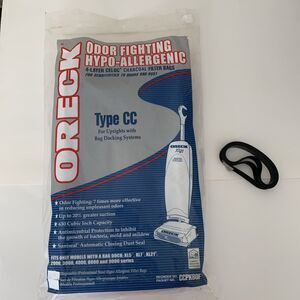 4 ORECK 4 Layer Celoc Charcoal Filter Type CC Vacuum Bags CCPK80F Plus 3 Belts